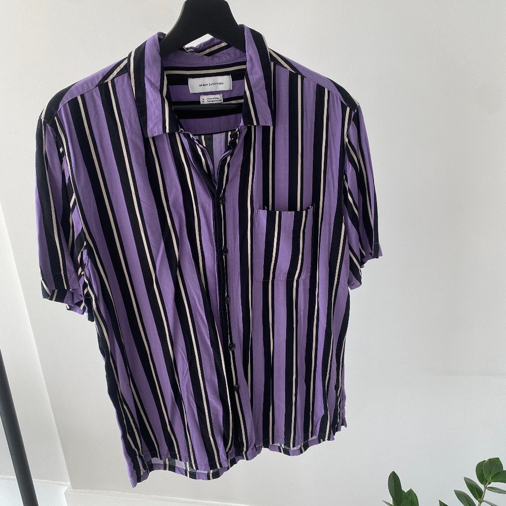 Purple and Black Striped Button Down